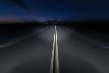 Poster California Route 66 desert highway night with motion blur.  © trekandphoto