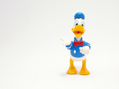 Donald duck. Cartoon characters from Walt Disney Pictures Studios.  Classic cartoon. Isolated white.