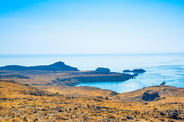 Lindos Bay on the Rhodes island, Greece