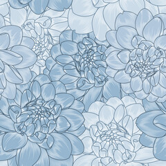 Fototapeta premium Seamless background with dahlia flowers