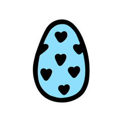  Easter decorated egg. Hand-drawn vector illustration in the doodle style. Egg a sketch. Design for Easter