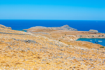 Lindos Bay on the Rhodes island, Greece