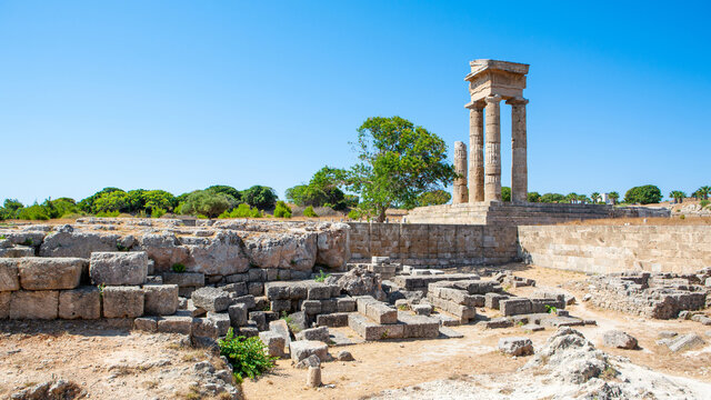 Ruins of Kameiros ancient city in Rhodes island, Greece