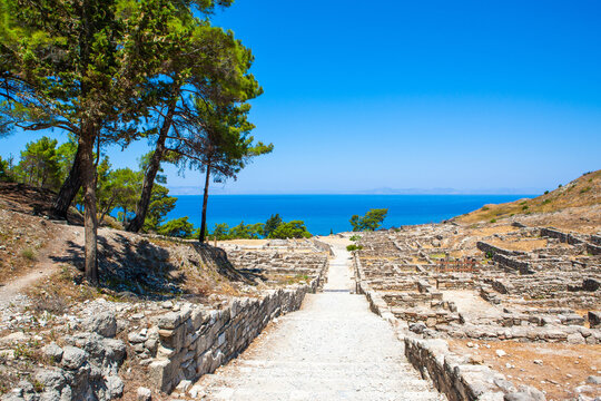 Ruins of Kameiros ancient city in Rhodes island, Greece