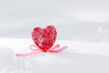 Fototapeta premium Red heart in the snow..