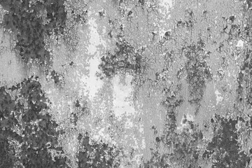 black and white photo of rusty iron wall