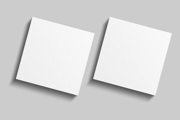 Realistic blank square flyer brochure for mockup. Paper or poster illustration. 3D Render.