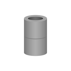 PVC plastic pipe fittings or coupling vector design isolated on white background. Straight part for connection installation pipe in pipeline system for plumbing, irrigation, drainage and water supply.