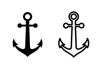 Anchor icon set. Anchor symbol logo. Anchor marine icon.