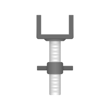 U-head jack scaffolding vector icon. Component or part of scaffolding system. Consist of adjustable screw and U-shape of steel to hold square beam and adjust level. For built formwork, work platform.