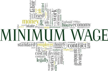 Minimum wage vector illustration word cloud isolated on a white background.