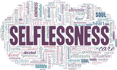 Selflessness vector illustration word cloud isolated on a white background.