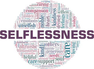 Fototapeta premium Selflessness vector illustration word cloud isolated on a white background.