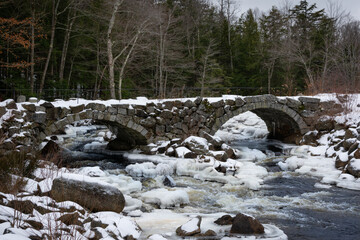 Stoddard stone arch bridge in winter