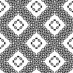 Geometric vector pattern with triangular elements. Seamless abstract ornament for wallpapers and backgrounds. Black and white colors.