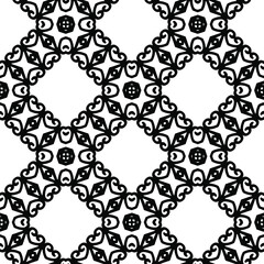 Geometric vector pattern with triangular elements. Seamless abstract ornament for wallpapers and backgrounds. Black and white colors.