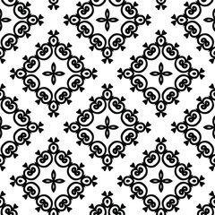 Geometric vector pattern with triangular elements. Seamless abstract ornament for wallpapers and backgrounds. Black and white colors.