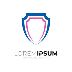 Simple shield logo template, Line style with modern icons
