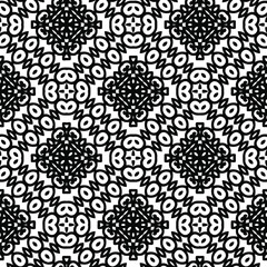 Geometric vector pattern with triangular elements. Seamless abstract ornament for wallpapers and backgrounds. Black and white colors.