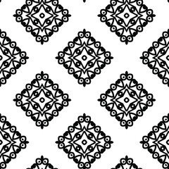 Geometric vector pattern with triangular elements. Seamless abstract ornament for wallpapers and backgrounds. Black and white colors.