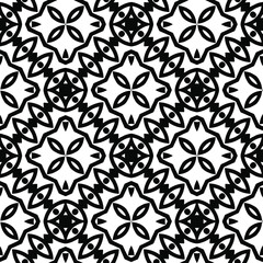Geometric vector pattern with triangular elements. Seamless abstract ornament for wallpapers and backgrounds. Black and white colors.