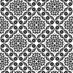  Geometric vector pattern with triangular elements. Seamless abstract ornament for wallpapers and backgrounds. Black and white colors.