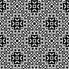  Geometric vector pattern with triangular elements. Seamless abstract ornament for wallpapers and backgrounds. Black and white colors.