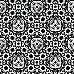  Geometric vector pattern with triangular elements. Seamless abstract ornament for wallpapers and backgrounds. Black and white colors.