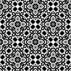  Geometric vector pattern with triangular elements. Seamless abstract ornament for wallpapers and backgrounds. Black and white colors.