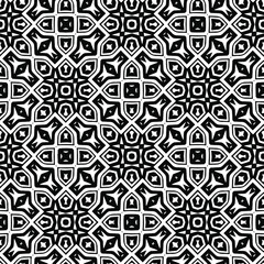  Geometric vector pattern with triangular elements. Seamless abstract ornament for wallpapers and backgrounds. Black and white colors.