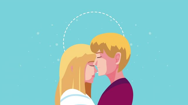 happy valentines day card with lover couple and heart