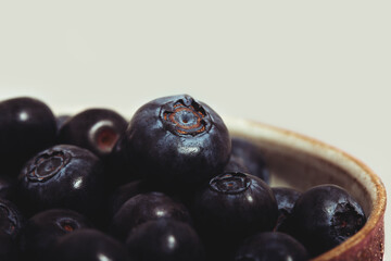 Large ripe blueberries close up. Film Aesthetic