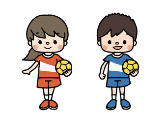 ハンドボール部員のイラスト　習い事・部活・趣味　カラー