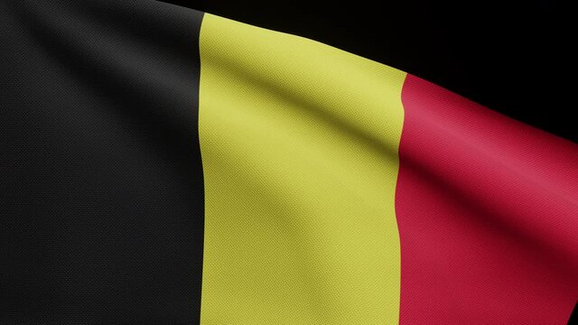 3D illustration Alpha channel Belgian flag waving in wind. Belgium banner blowing, soft and smooth silk. Cloth fabric texture ensign background. Use for national day and country occasions concept-Dan