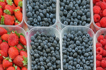 Fresh berries in containers