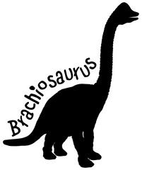 Brachiosaurus Black Silhouette over White with Clipping Path for Sublimation and  Vinyl Designs