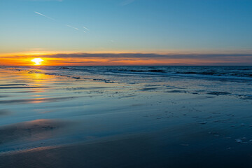 North Sea beach sunset, Oostende (Ostend), Belgium.