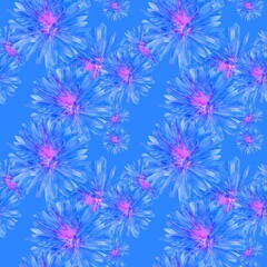 Aster. Illustration, texture of flowers. Seamless pattern for co