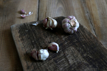 garlic on a board