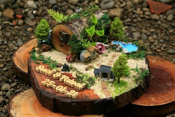 craft ring box for gift jewelry, weddings, and fiancees with rustic miniature fantasy theme. 
