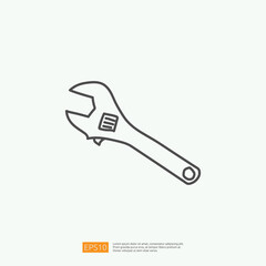 maintenance service concept icon with wrench sign symbol. engineering related icon for plumbing, industrial, construction. stroke line vector illustration