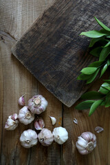 garlic on a board