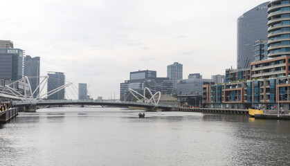 The many high rise buildings in the city of Melbourne in the late afternoon light, Australia on Dec 26th, 2019.                                                   