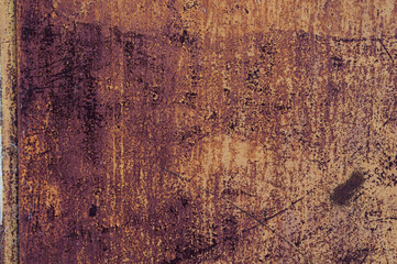 Brown red rusty metal surface, metal sheet with cracked paint peeled off, rough rust texture, old textured background.