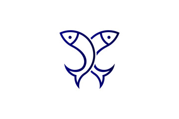 abstract fish line icon vector 