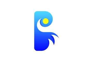 abstract letter b wave logo vector