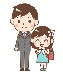Obraz na płótnie Canvas 入学式の笑顔のお父さんと女の子