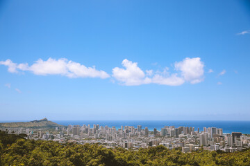 Obraz premium Coastal City of Honolulu, Oahu, Hawaii | Nature Landscape