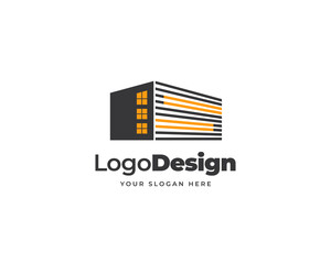 Factory tech building logo vector. Creative letter S construction logo design