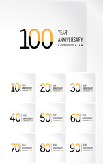 Year Anniversary Vector Template Design Illustration Black Orange Elegant White Background